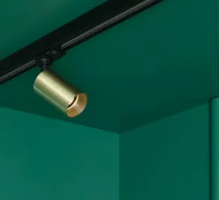 Plafonnier & Spot*Faro Spot, projecteur, pour rail, Stan, , GU10, orientable, Ø6cm, H14.7cm - or satiné