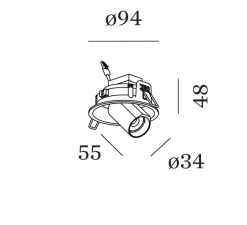 Plafonnier & Spot*Wever&Ducré Spot semi-encastré, Bliek Round Petit 1.0, montage ressort, , LED, 2700K, 440lm, Ø9,4cm, H5,5cm - noir