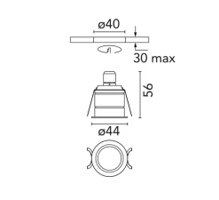 Plafonnier & Spot*Flos Spot semi-encastré, G-O Amer Light, , IP65, LED, 3000K, 2lm, Ø4,4cm, H5,6cm - acier, halo ambre