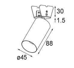 Plafonnier & Spot*Modular Spot semi-encastré, Minude Semi-Recessed Adjustable 45 1x, , LED, dim, 3000K, 653 lm, Ø4,5cm, H8,8cm - gris mat