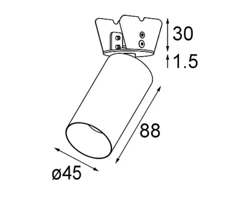 Plafonnier & Spot*Modular Spot semi-encastré, Minude Semi-Recessed Adjustable 45 1x, , LED, dim, 3000K, 653 lm, Ø4,5cm, H8,8cm - gris mat