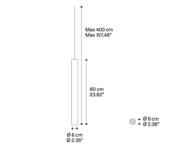 Suspension*Lodes Suspension, A-Tube medium, sans rosace, , Ø6cm, H60cm - noir