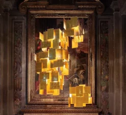 Suspension, 1000 Karat Blau 20 écrans, or, L64cm, H50cm - Ingo Maurer