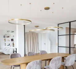 Suspension*Panzeri Suspension & Rosace, ZERO ROUND M03301, laiton, LED, dim-dali 2700k, 4974lm, Ø97cm, H5cm - blanc