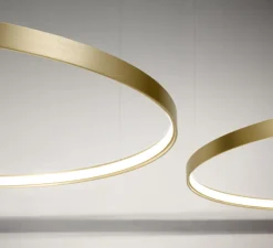 Suspension*Panzeri Suspension & Rosace, ZERO ROUND M03301, laiton, LED, dim-dali 2700k, 4974lm, Ø97cm, H5cm - blanc