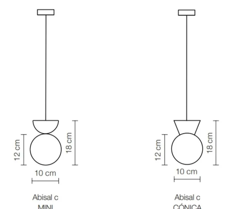 Suspension, Abisal C Mini, albâtre, noir, Ø12cm, H18cm - Luxcambra
