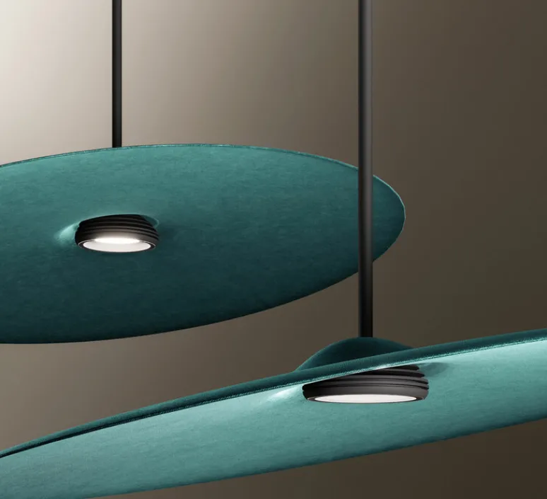 Suspension*Fabbian Suspension accoustique, Acustica F58, , IP40, LED, dim, 2700K, 2054 lm, Ø90cm, H9cm - Océan