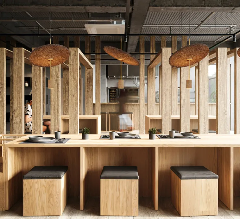 Suspension*Luxcambra Suspension accoustique, Calma C, , LED, 2700K, 665-836 lm, Ø48cm, H60cm - laiton, liège sombre