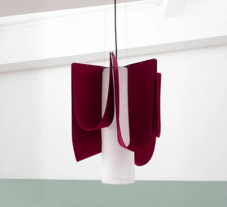 Suspension*DesignHeure Suspension accoustique, Ondine grande, , Ø55cm, H66cm - Bordeaux et papier blanc