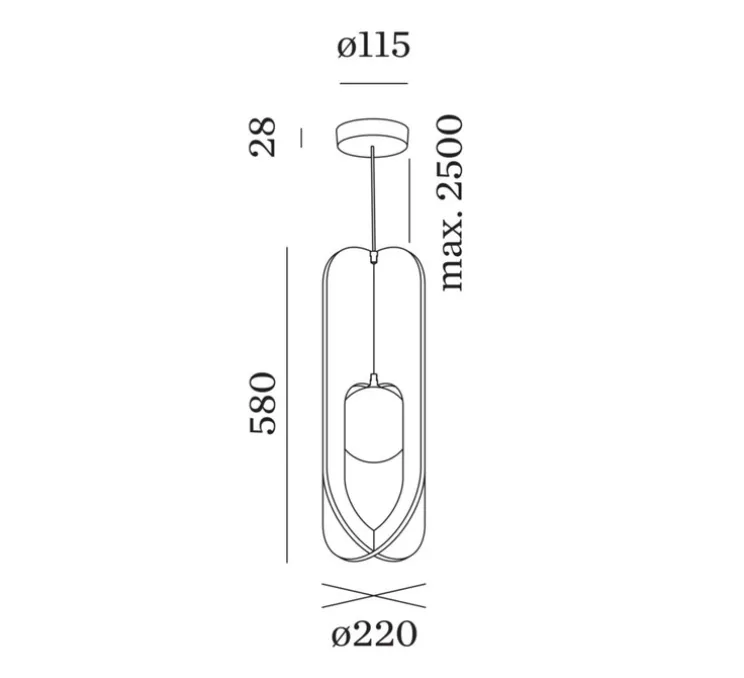 Suspension accoustique, Solli Cocoon 2.0, feutre oxyde rouge, LED, dim, 3000K, 270 lm, Ø22cm, H58cm - Wever&Ducré