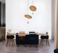 Suspension*Luxcambra Suspension acoustique, Calma C, , LED, 2700K, 665-836 lm, Ø48cm, H60cm - laiton, liège clair