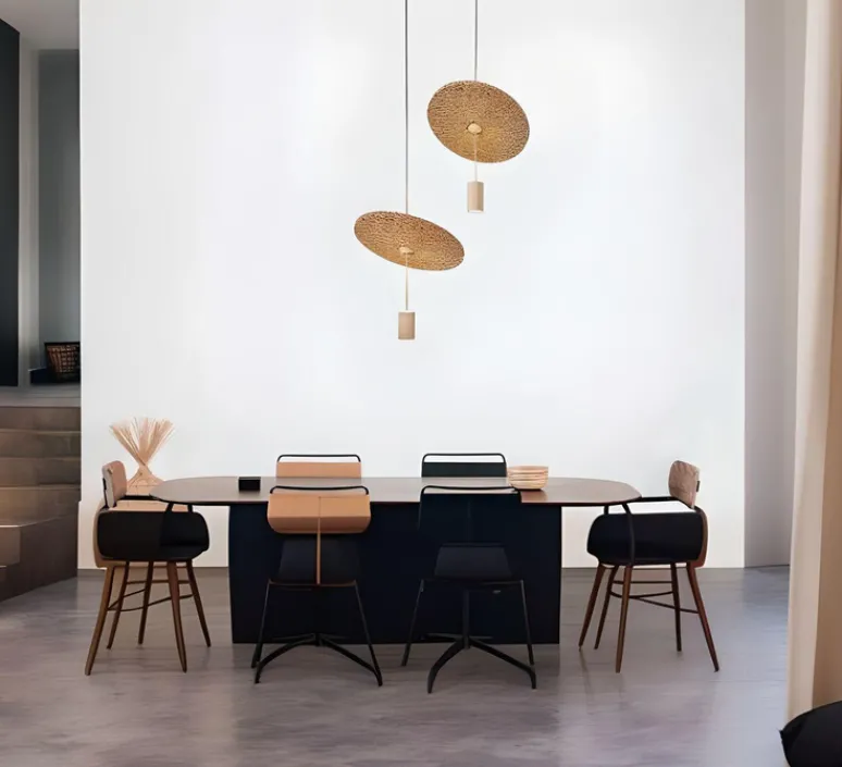 Suspension*Luxcambra Suspension acoustique, Calma C, , LED, 2700K, 665-836 lm, Ø48cm, H60cm - laiton, liège clair