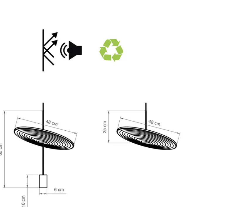Suspension*Luxcambra Suspension acoustique, Calma C, , LED, 2700K, 665-836 lm, Ø48cm, H60cm - laiton, liège clair