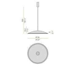 Suspension acoustique, Phi, noir, gris, IP40, LED, 2700K, 538 lm, Ø56cm, H19,4cm - Panzeri