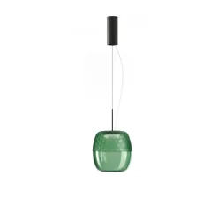 Suspension*Panzeri Suspension, Adamas, , LED, dim, 2700K, 624 lm, Ø22,5cm, H23cm - verre vert, structure noire