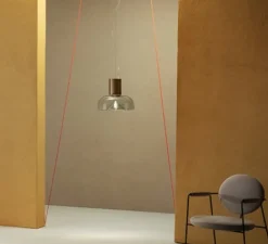 Suspension*LEUCOS Suspension, Aella S 54 L , bronze, LED, dim, 2700K, 3808 lm, Ø54cm, H46,2cm - bronze, transparent