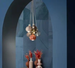 Suspension*Ferroluce Suspension, Afoxé C2657, , Ø13cm, H14cm - bronze, gris, marron, terracotta