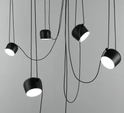 Suspension, Aim Multiple, noir, LED, 2700K, 895x3+725x2lm, Ø24,3cm, H21,1cm - Flos