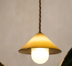 Suspension, Alba Top, laiton brossé, verre givré, câble doré, Ø15cm, H11cm - Contain