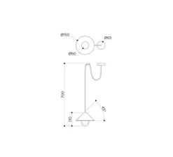 Suspension, Alba Top, laiton brossé, verre givré, câble doré, Ø15cm, H11cm - Contain