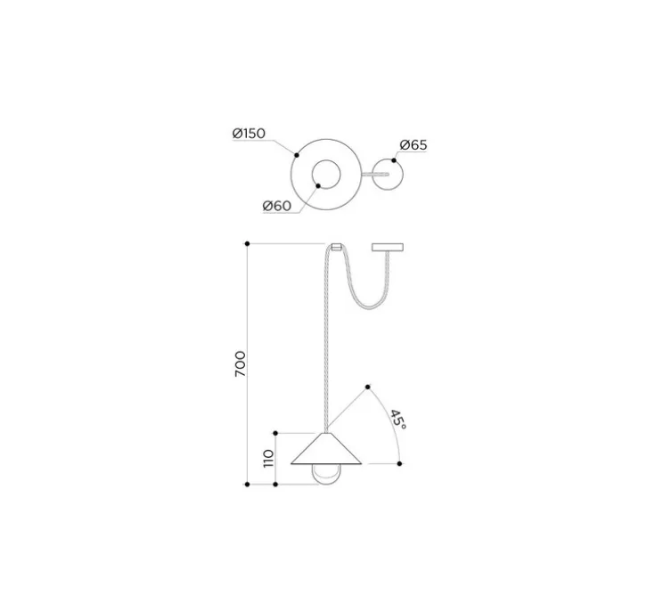 Suspension, Alba Top, laiton brossé, verre givré, câble doré, Ø15cm, H11cm - Contain