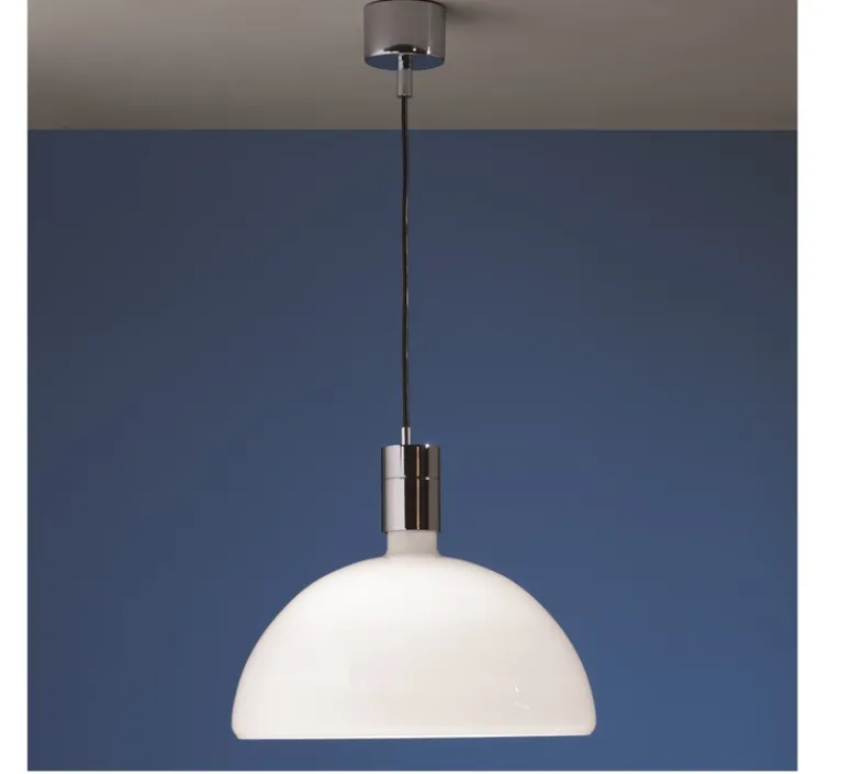 Suspension*Nemo Lighting Suspension, Albini AM/AS, AM4C, , Ø40cm, H32cm - blanc et chrome