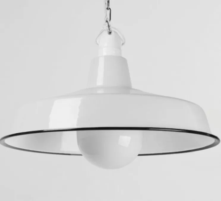 Suspension, Alexandre, email blanc et porcelaine blanche, Ø40cm, H25cm - Zangra