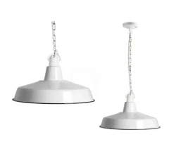 Suspension, Alexandre, email blanc et porcelaine blanche, Ø40cm, H25cm - Zangra