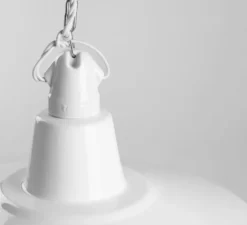 Suspension, Alexandre, email blanc et porcelaine blanche, Ø40cm, H25cm - Zangra