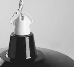 Suspension*Zangra Suspension, Alexandre, email noir et porcelaine blanche, Ø40cm, H25cm - noir, blanc