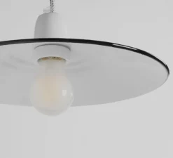 Suspension, Alexis, métal émaillé noir, porcelaine blanche, Ø28cm, H8,5cm - Zangra