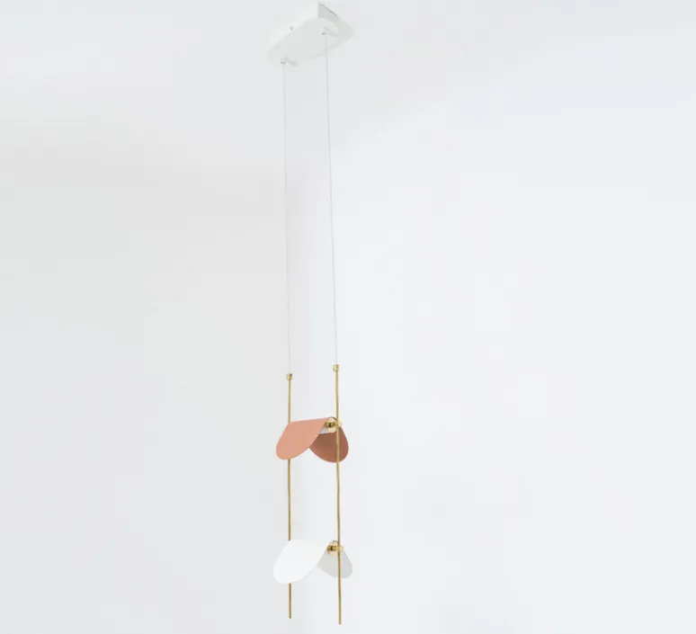 Suspension*OliveLab Suspension, Ali di Luce, 2, , LED, 2700K, 400 lm, L20cm, H160cm - blanc, terracotta et laiton