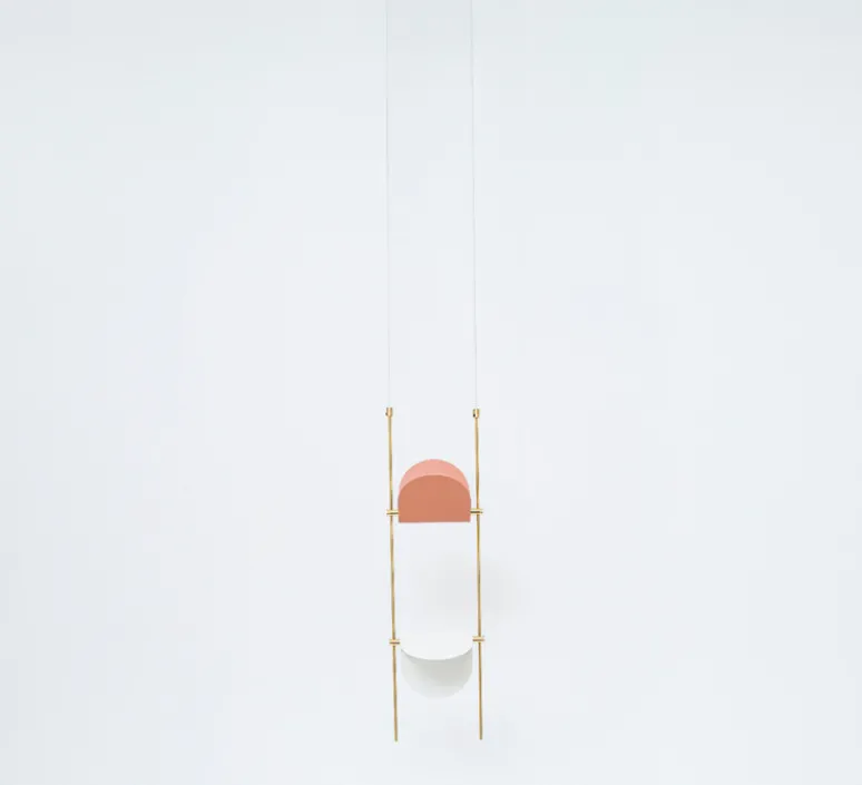 Suspension*OliveLab Suspension, Ali di Luce, 2, , LED, 2700K, 400 lm, L20cm, H160cm - blanc, terracotta et laiton