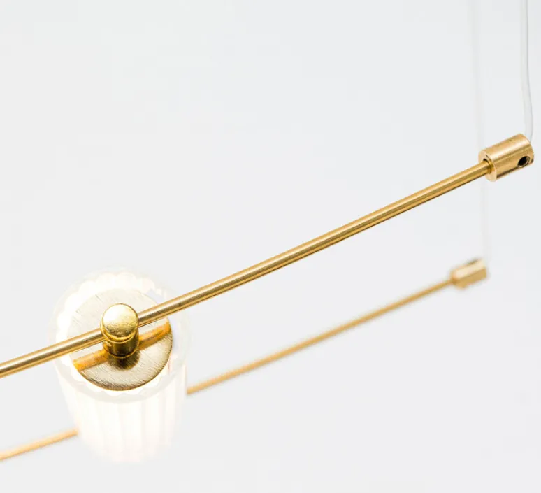 Suspension*OliveLab Suspension, Ali di Luce, 5, , LED, 2700K, 400 lm, L94cm, H160cm - blanc et laiton