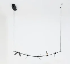 Suspension*OliveLab Suspension, Ali di Luce, 5, , LED, 2700K, 400 lm, L94cm, H160cm - noir et vert