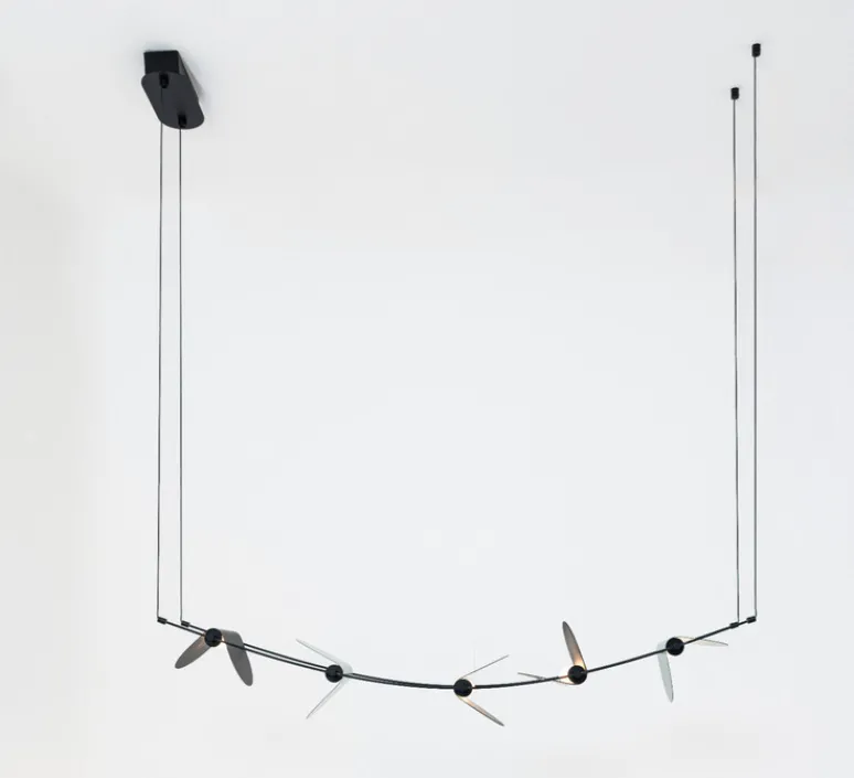 Suspension*OliveLab Suspension, Ali di Luce, 5, , LED, 2700K, 400 lm, L94cm, H160cm - noir et vert