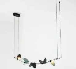 Suspension*OliveLab Suspension, Ali di Luce, 5, , LED, 2700K, 400 lm, L94cm, H160cm - noir et vert