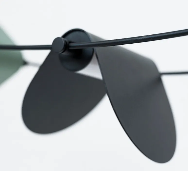 Suspension*OliveLab Suspension, Ali di Luce, 5, , LED, 2700K, 400 lm, L94cm, H160cm - noir et vert