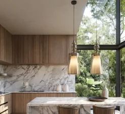 Suspension, Alibaglass, grande, pyrex bronze, Ø24cm, H65cm - Karman