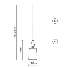 Suspension, Alibaglass, medium, pyrex plaqué chrome, Ø18cm, H41cm - Karman