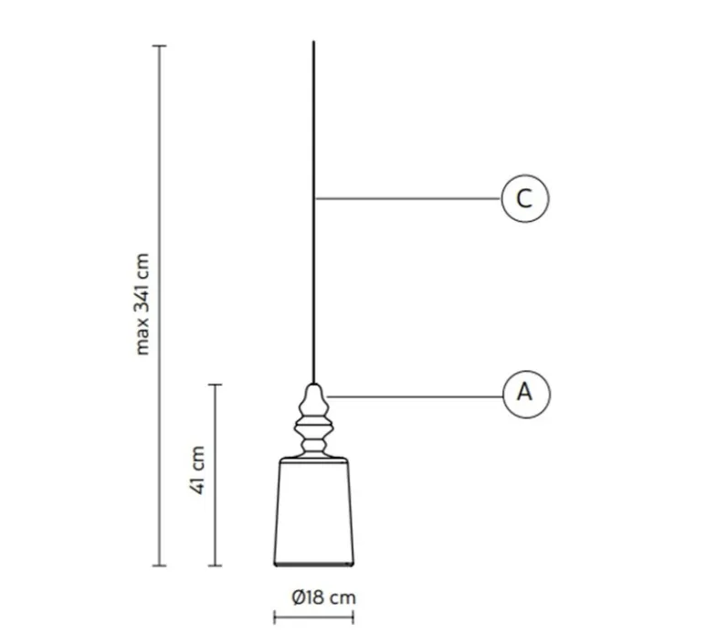 Suspension*Karman Suspension, Alibaglass, medium, , Ø18cm, H41cm - pyrex transparent
