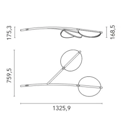Suspension, Almendra Y Organic short 2, anthracite, LED, dim, 2700K, 902 lm, L132,59cm, H17,53cm - Flos