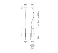 Suspension*Fabbian Suspension, Amulette, , LED, dim, 3000K, 500 lm, L17cm, H44cm - noir anthracite et transparent