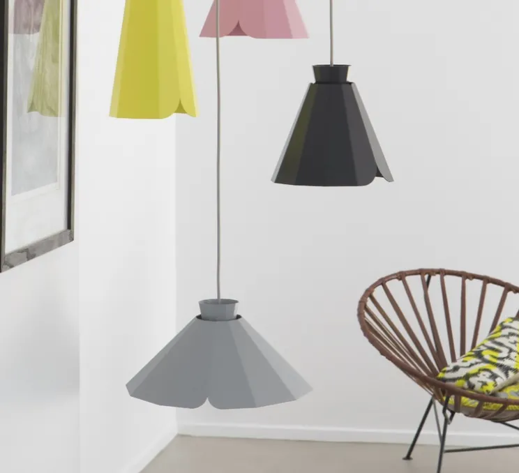 Suspension, Ankara, Plate, nuage, câble gris, Ø34,3, H15,7cm - MATIERE-GRISE