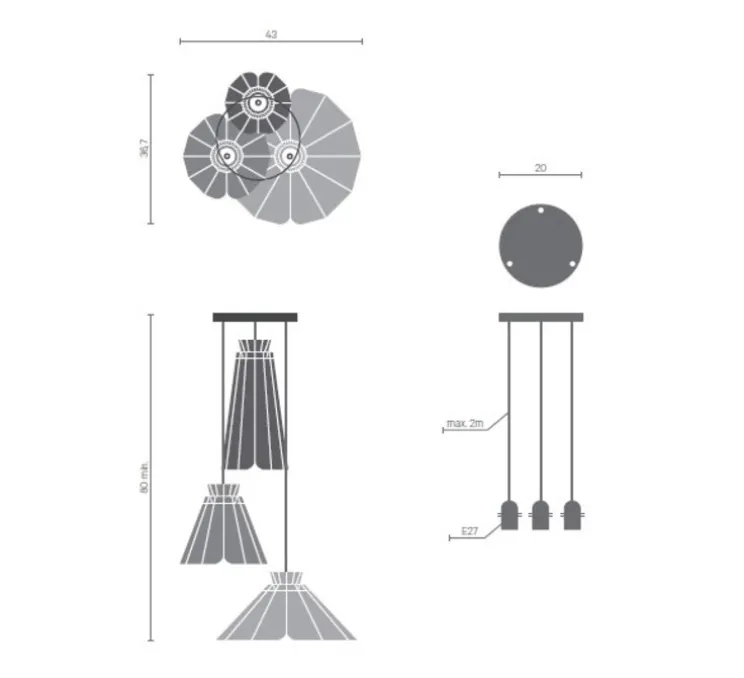 Suspension, ANKARA Set 3, jaune, rouge, rose, L43cm, H80cm - Matière Grise