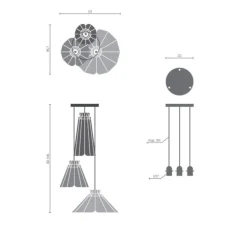 Suspension*Matière Grise Suspension, ANKARA Set 3, , L43cm, H80cm - violet