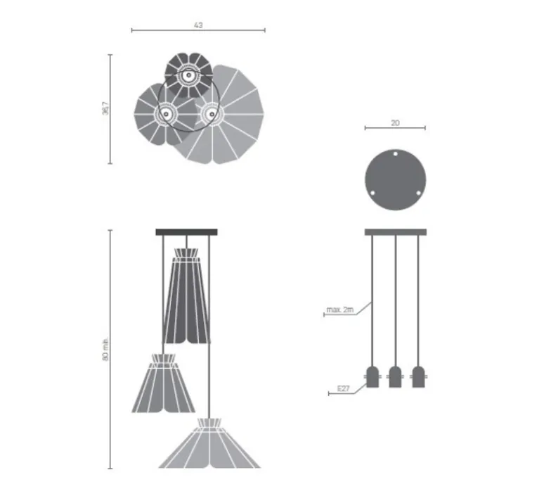 Suspension*Matière Grise Suspension, ANKARA Set 3, , L43cm, H80cm - violet