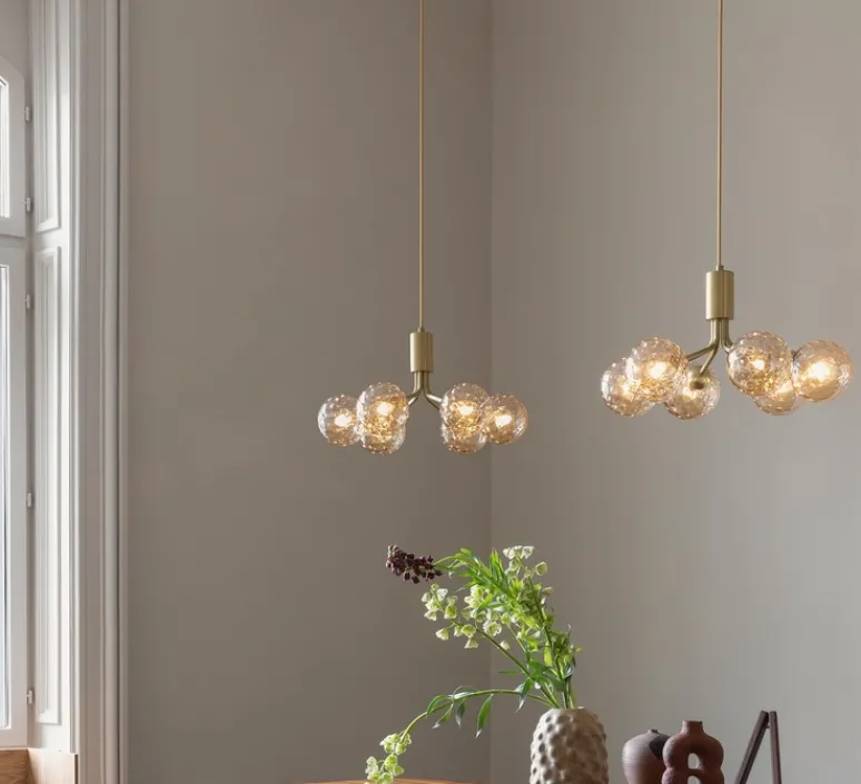 Suspension*Nuura Suspension, Apiales 6, transparent, L50cm, H26,3cm - laiton, verre