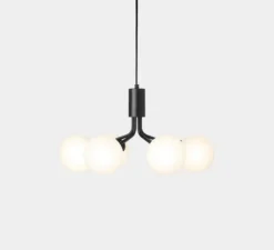 Suspension, Apiales 6, noir satin, verre opalin, L50cm, H26,3cm - Nuura