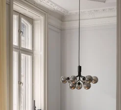 Suspension*Nuura Suspension, Apiales 9, transparent , L59,5cm, H38,5cm - noir satin, verre